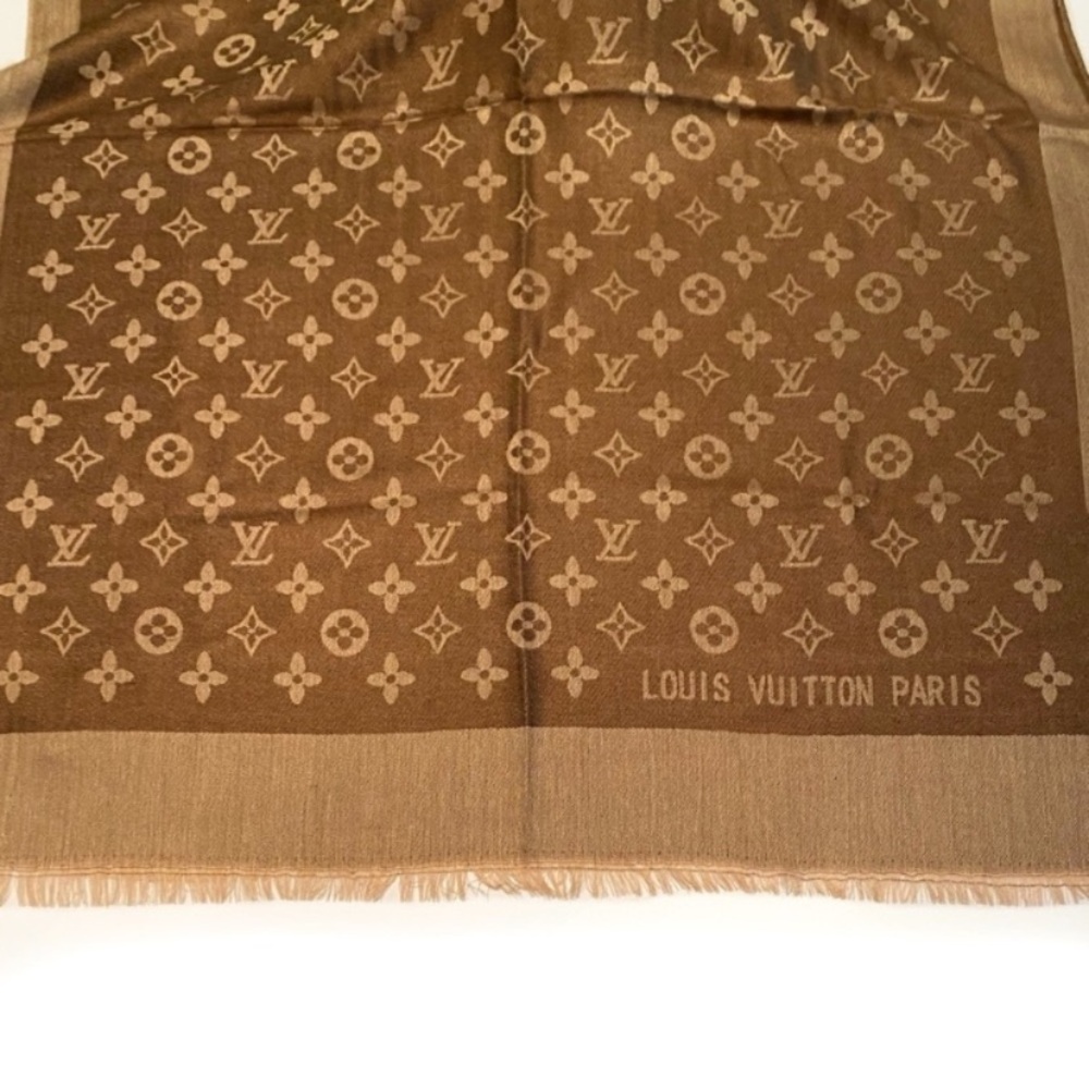 Louis Vuitton Brown Monogram Silk Cashmere Scarf NWT